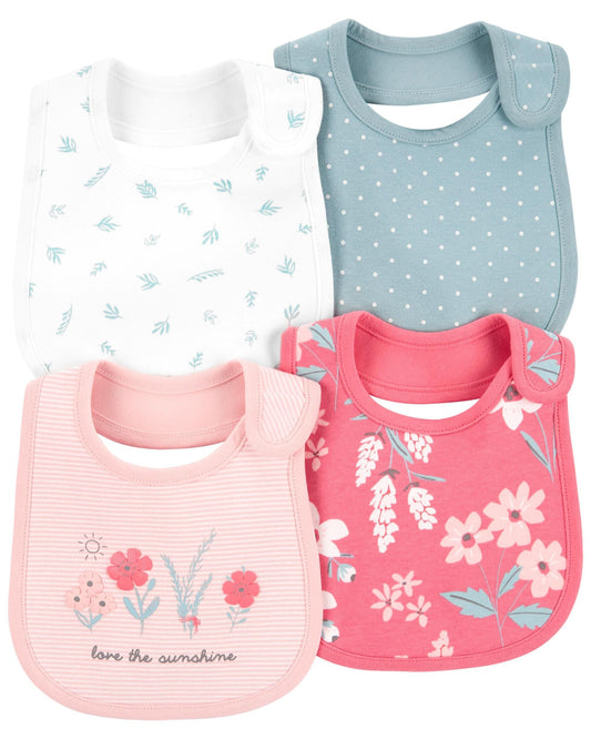 4-Pack Floral Teething Bibs