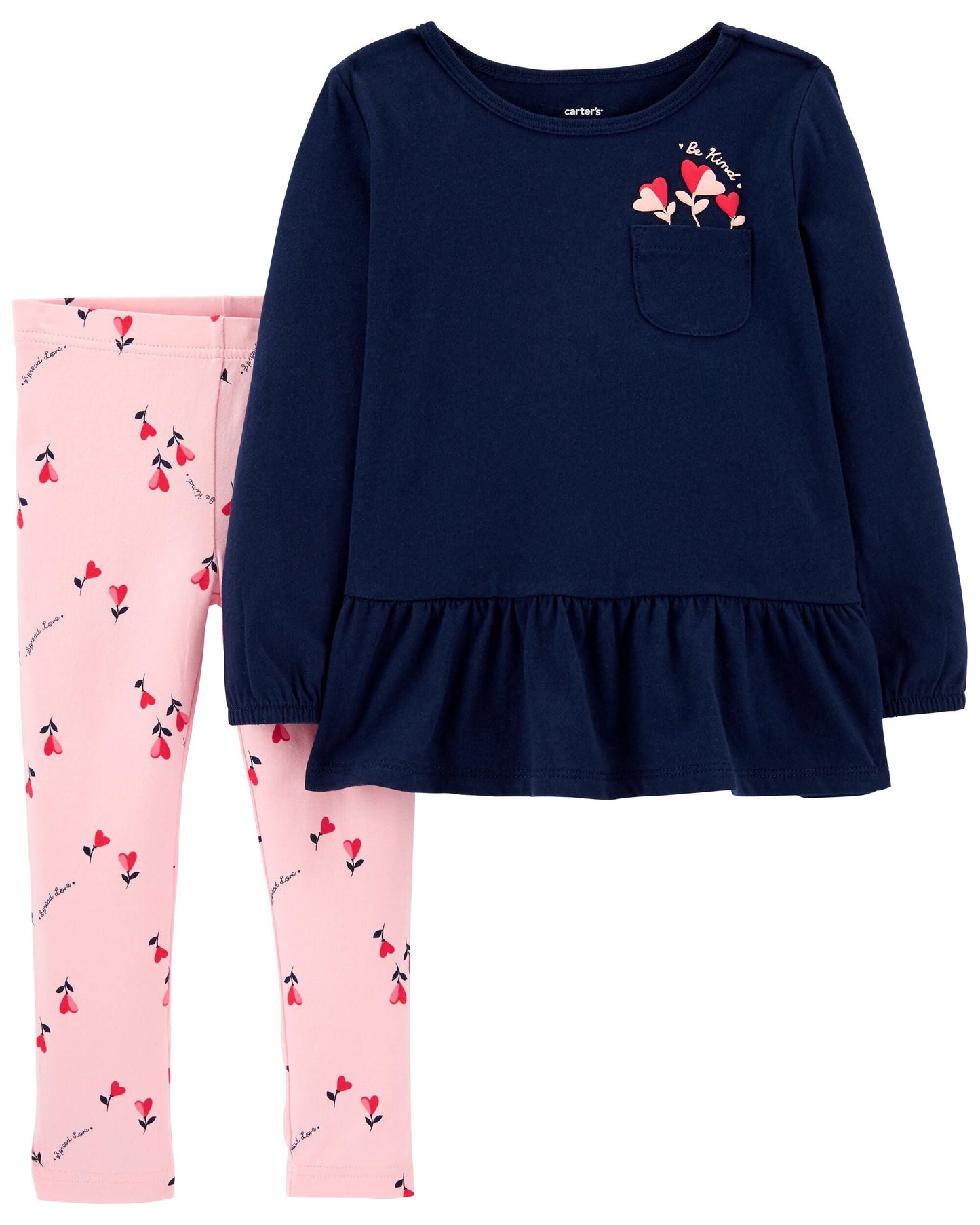 2-Piece Heart Top & Floral Legging Set