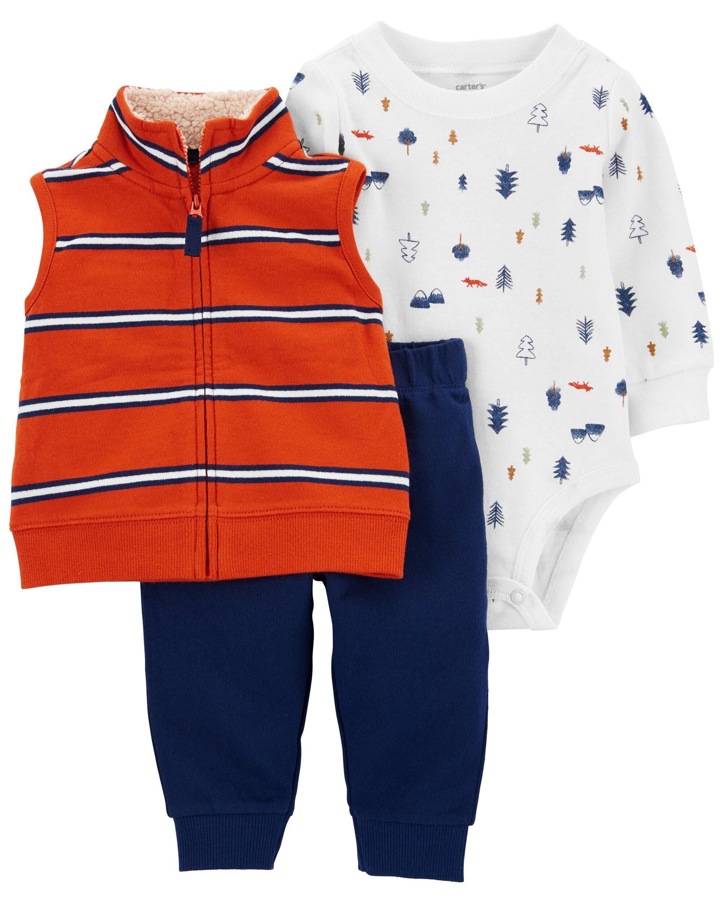 3-Piece Striped Little Vest Set