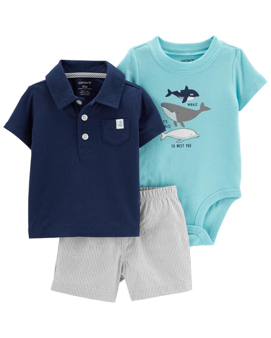 3-Piece Fish Little Short Set