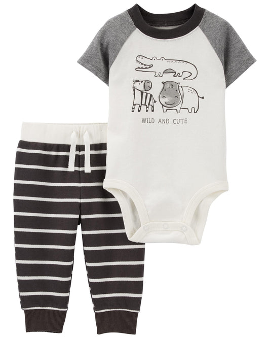 2-Piece Animals Bodysuit Pant Set