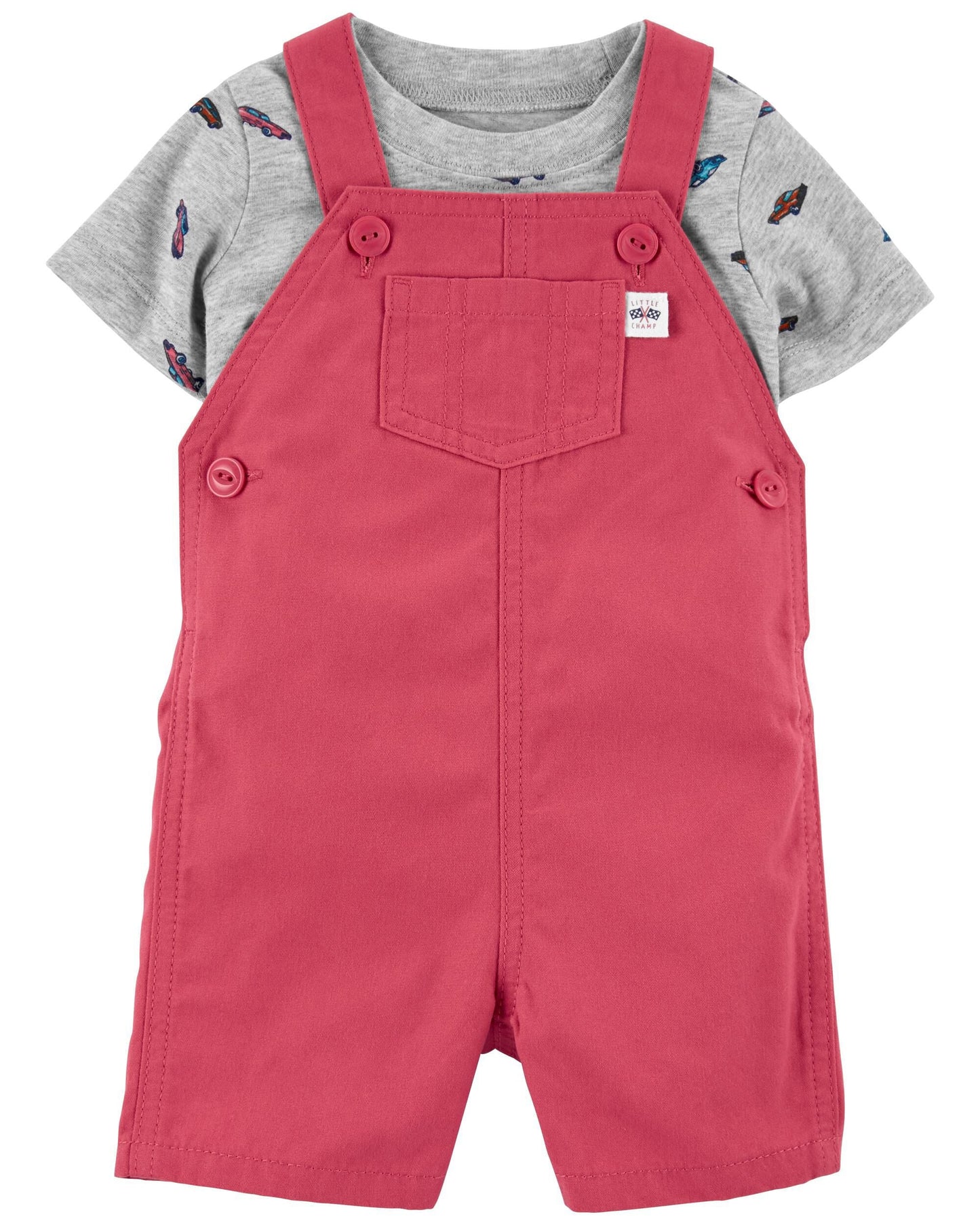 2-Piece Cars Tee & Shortalls Set