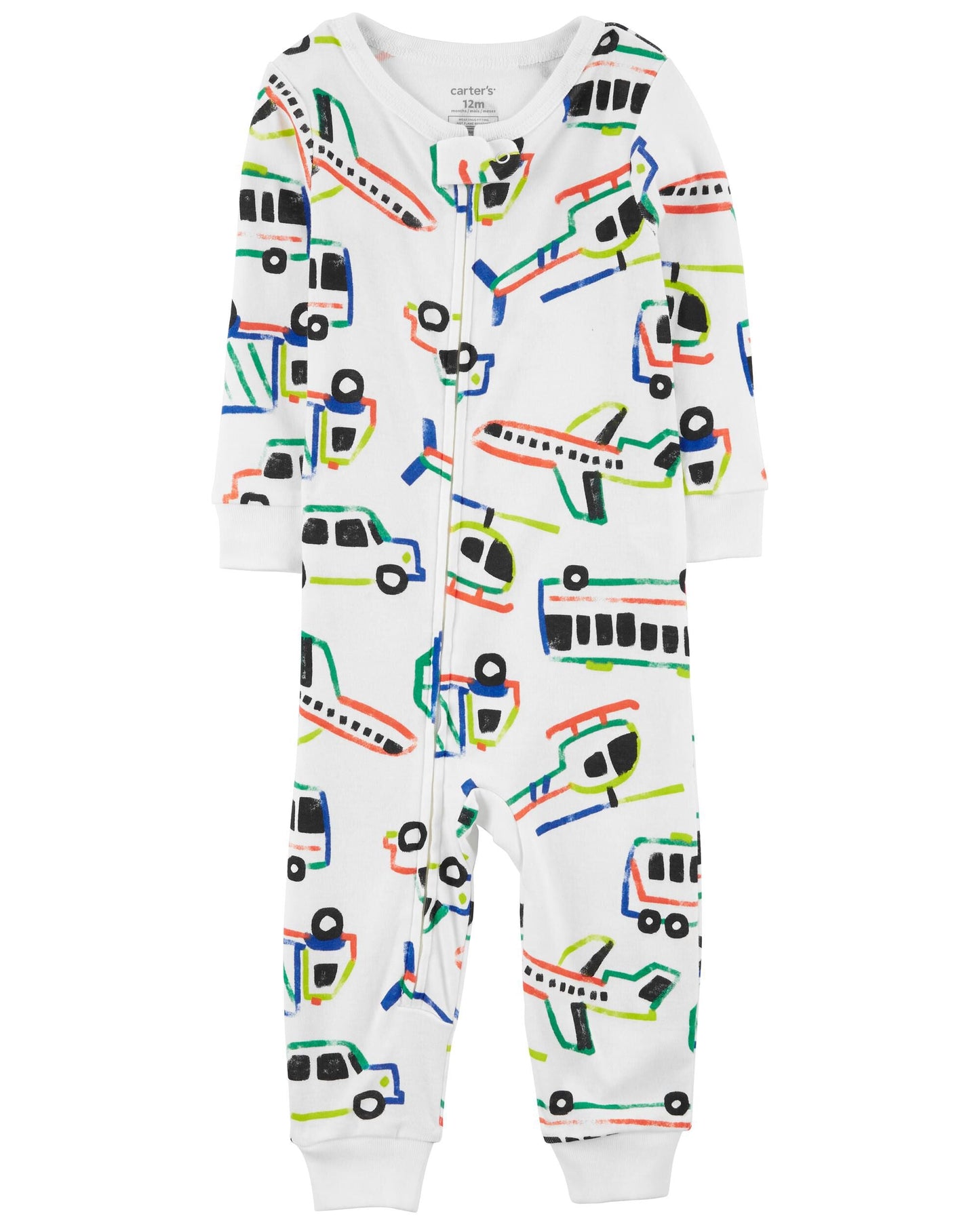 1-Piece Transportation 100% Snug Fit Cotton Footless PJs