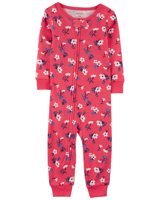 1-Piece Floral 100% Snug Fit Cotton Footless PJs