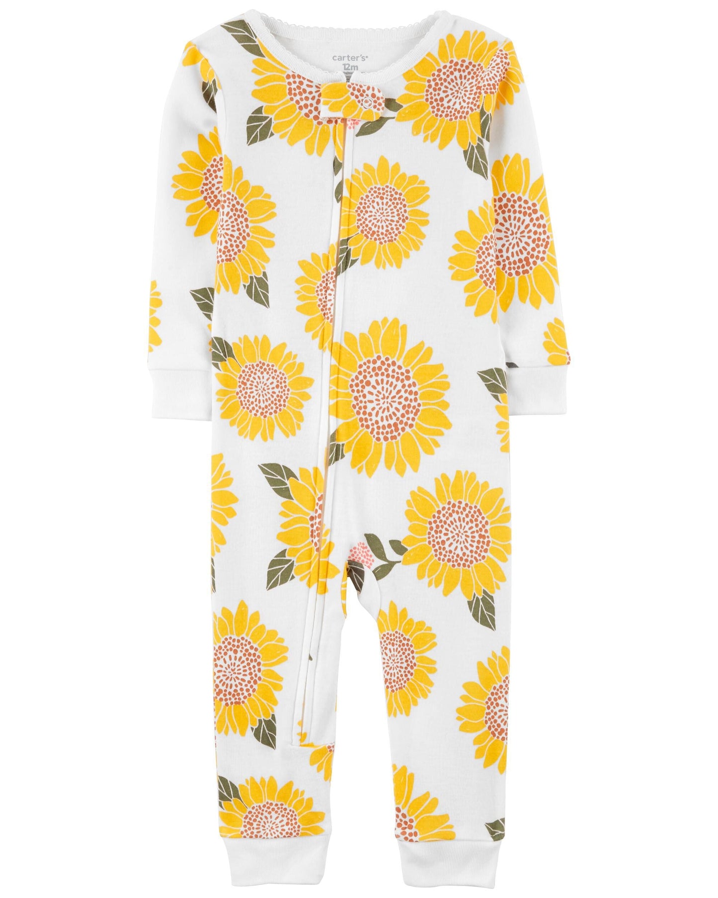 1-Piece Sunflower Zip 100% Snug Fit Cotton Footless PJs